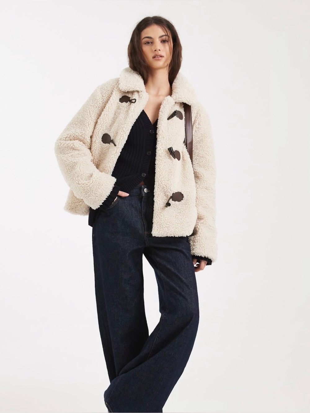Hollister Cream Sherpa Toggle Jacket